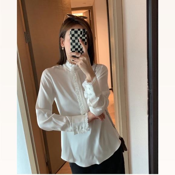 Theory Ivory Modern Silk Shirt - Picture 4 of 10